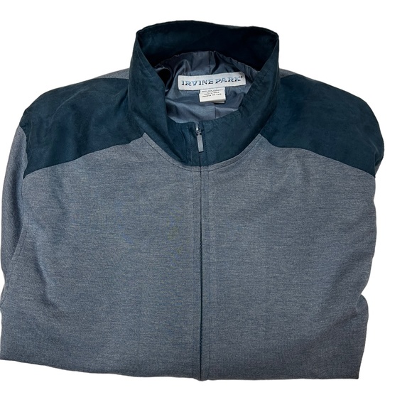 Irvine Park Zipper Light Jacket Steel Gray/Blue Faux Suede Shoulder & Neck Lined - Picture 3 of 11